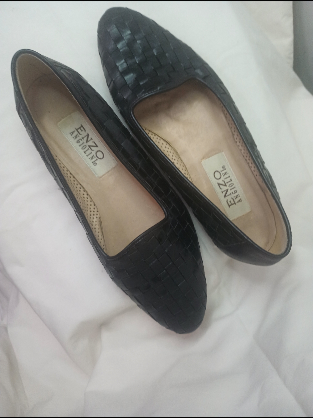 Enzo Angiolini Black Woven Slip-On Flats